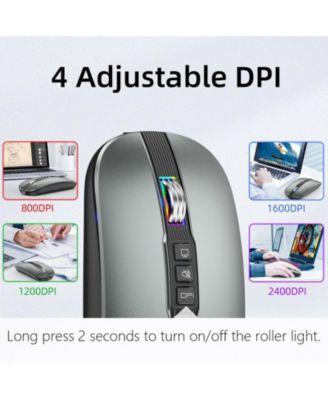 Dual-Mode Wireless Silent Mouse - (2.4G + Bluetooth 5.1)- 4 Adjustable DPI 800-2400, Type-C Rechargeable, Slim Portable for PC, Laptop, Mac