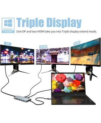 12 in 1 USB C Docking Station Dual Monitor, Laptop Triple Display , Type C Hub Multiport Adapter for Laptop