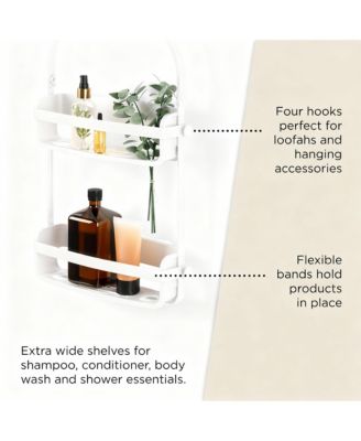 Plastic Shower Organizer with 2 Shelves for Storage and Draining