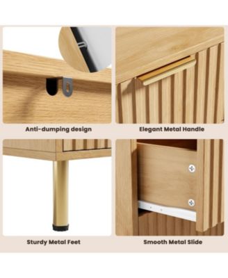 6 Drawer Dresser for Bedroom, Fluted Dresser with Large Drawers and Sturdy Gold Legs Support, Dressers & Chests of Drawers for Bedroom