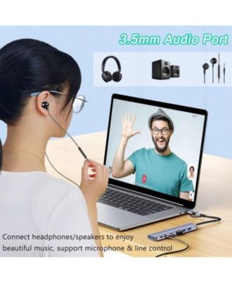 USB C Hub, Aluminum 8 in 1 USB Extender, for MacBook Pro Air and More PC/Laptop/Tablet Devices,Ideal for Office,Home Use