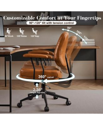 Ergonomic Mid Back Swivel Office Chair, Extra Wide Comfy Desk Chair with Lumbar Support, Height Adjustable Home Office Task Chair