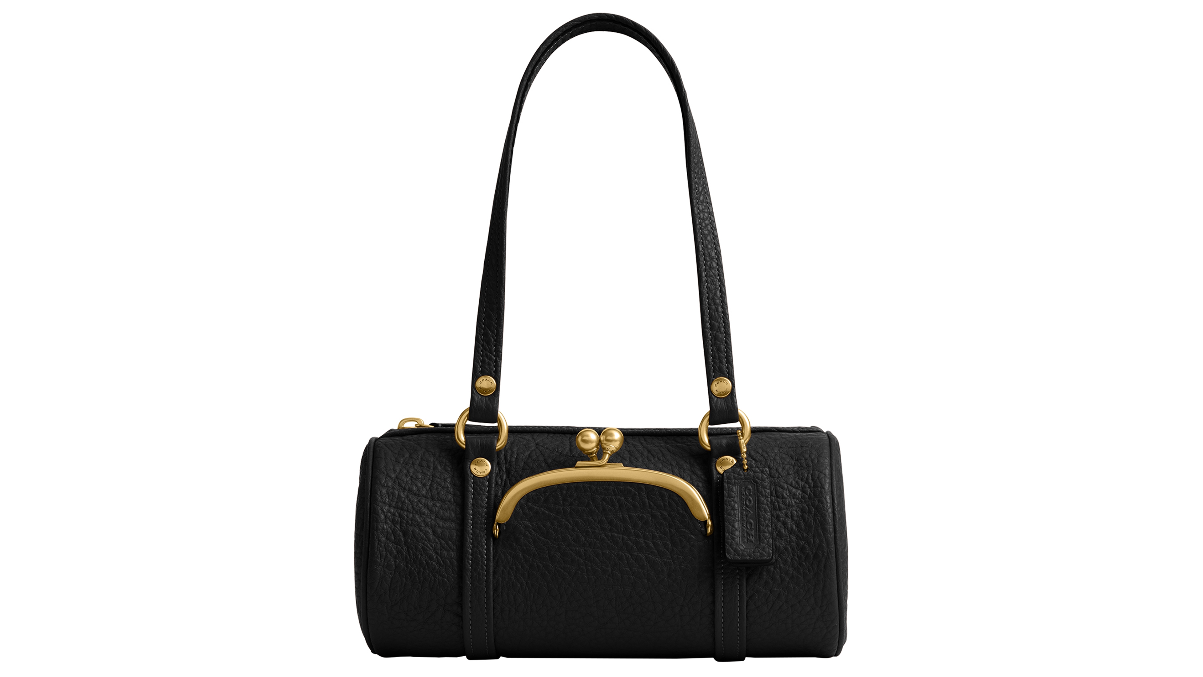 Coach The Originals Small Pebble Leather Kisslock Barrel Shoulder Bag