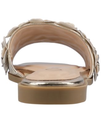 Women's Azalea Embellished Square Toe Floral Flat Sandals