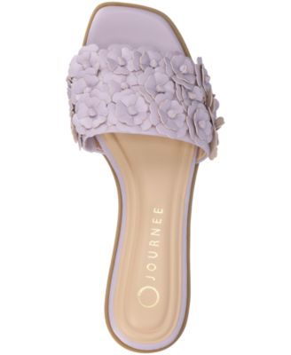 Women's Azalea Embellished Square Toe Floral Flat Sandals