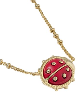 14k Gold Over Brass Lady Bug Short Pendant Necklace