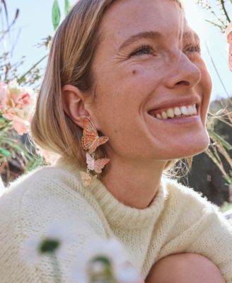 Nano Gem and 14k Gold Over Brass Cailey Enamel Butterfly Statement Earrings