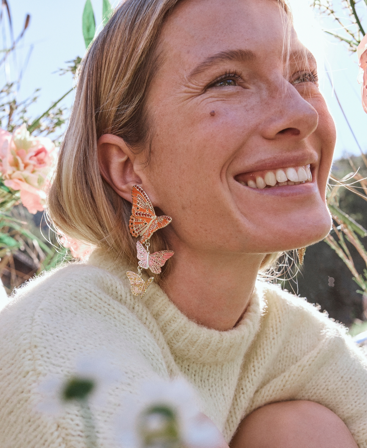 Kendra Scott Nano Gem and 14k Gold Over Brass Cailey Enamel Butterfly Statement Earrings