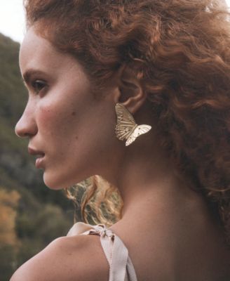 Cailey 14k Gold Over Brass Butterfly Statement Stud Earrings