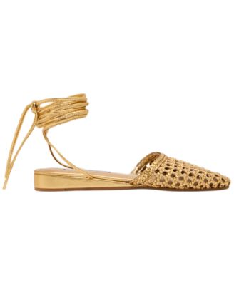 Women's Flutter Woven Leg-Wrap Round Toe Flats