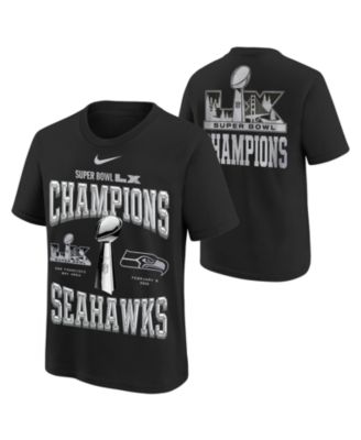 Big Boys and Girls Black Seattle Seahawks Super Bowl LX Champions Locker Room Trophy Collection Authentic T-Shirt