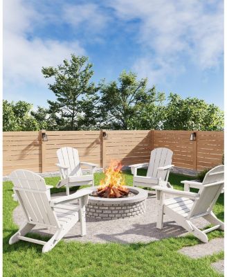 Folding Adirondack Chair, HDPE Outdoor All-Weather Fire Pit Chairs, Outdoor Wooden Lounge Chair