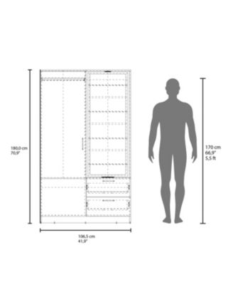 Thatcher Armoire- wardrobe, shoe storage and 2 - drawer, White
