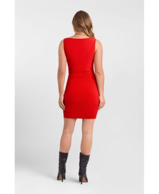 Women's Sculpting Shapewear Shirred Waist V-Neck Mini Dress