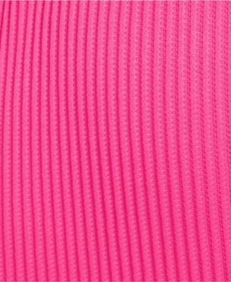 Women's Tugless Ribbed Midkini and High Waisted Bottom Swimsuit Set