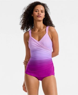 Women's SlenderSuit V-Neck Skirted Low Leg One Piece