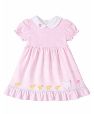 Little Girls Stripe Knit Dress With Flowers, Hen & Chicks
