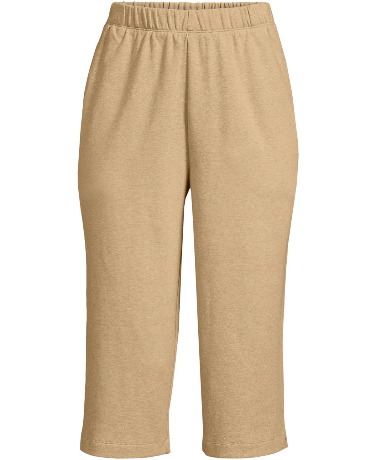 Lands' End Petite Sport Knit High Rise Elastic Waist Pull On Capri Pants