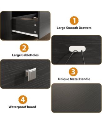 70" TV Stand for 80" TVs, Mid-Century Entertainment Center with Drawer and Open Shelves