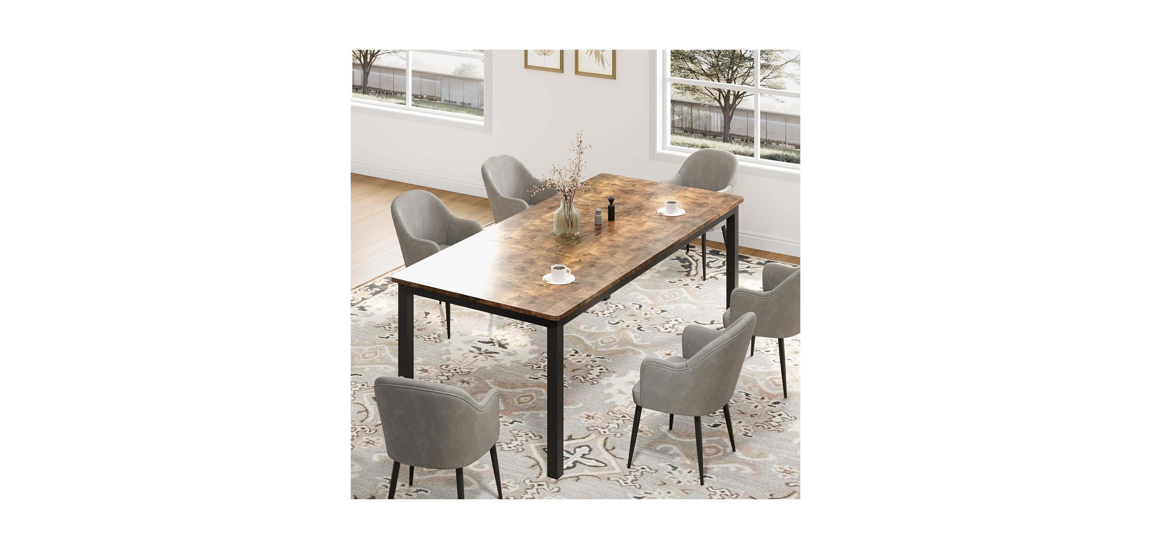 Gaomon Kitchen Dining Table 6-Person Industrial Kitchen Table for Dining Room, Home Office, Living Room