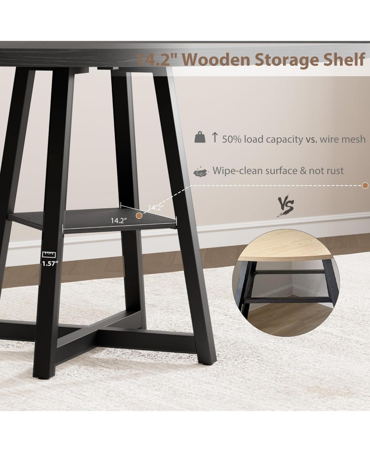 gaomon Kitchen Table Industrial Round Dining Table Set for 4 to 6 Dinner Table