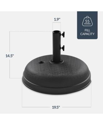 Fillable Plastic Patio Umbrella Base Stand, Pole Holder w/ Adjustment Knob, Round Dome