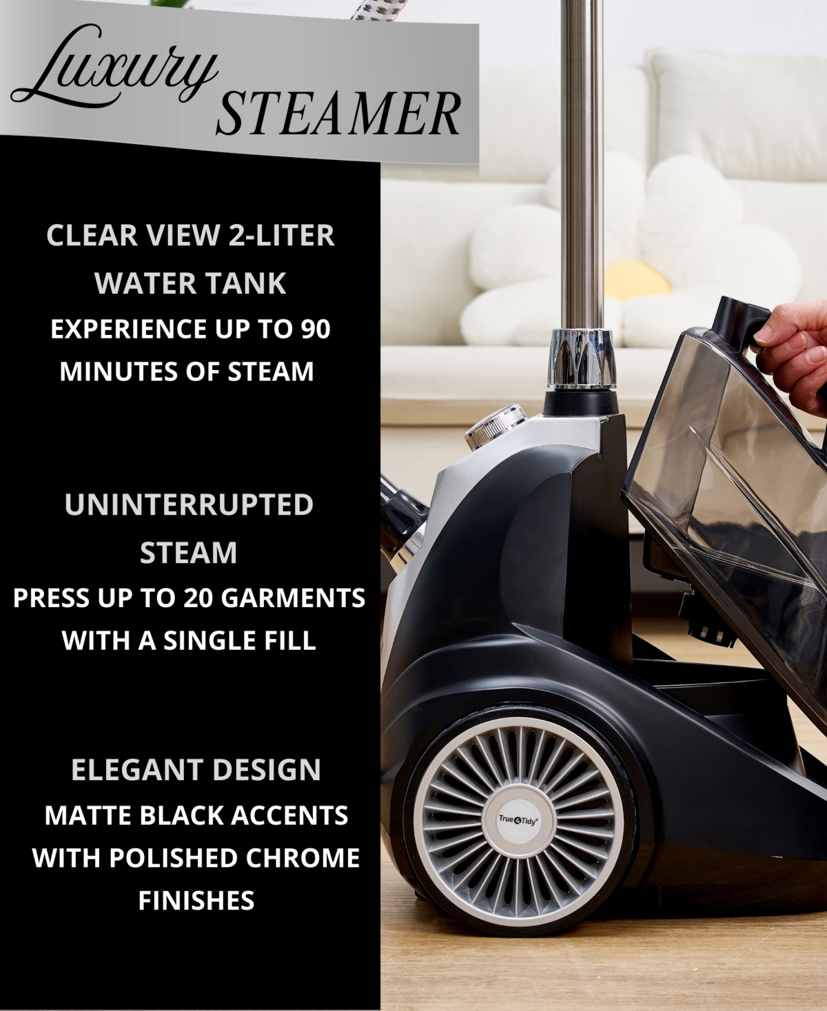 True & Tidy Luxury 1800-Watt Upright Garment Steamer