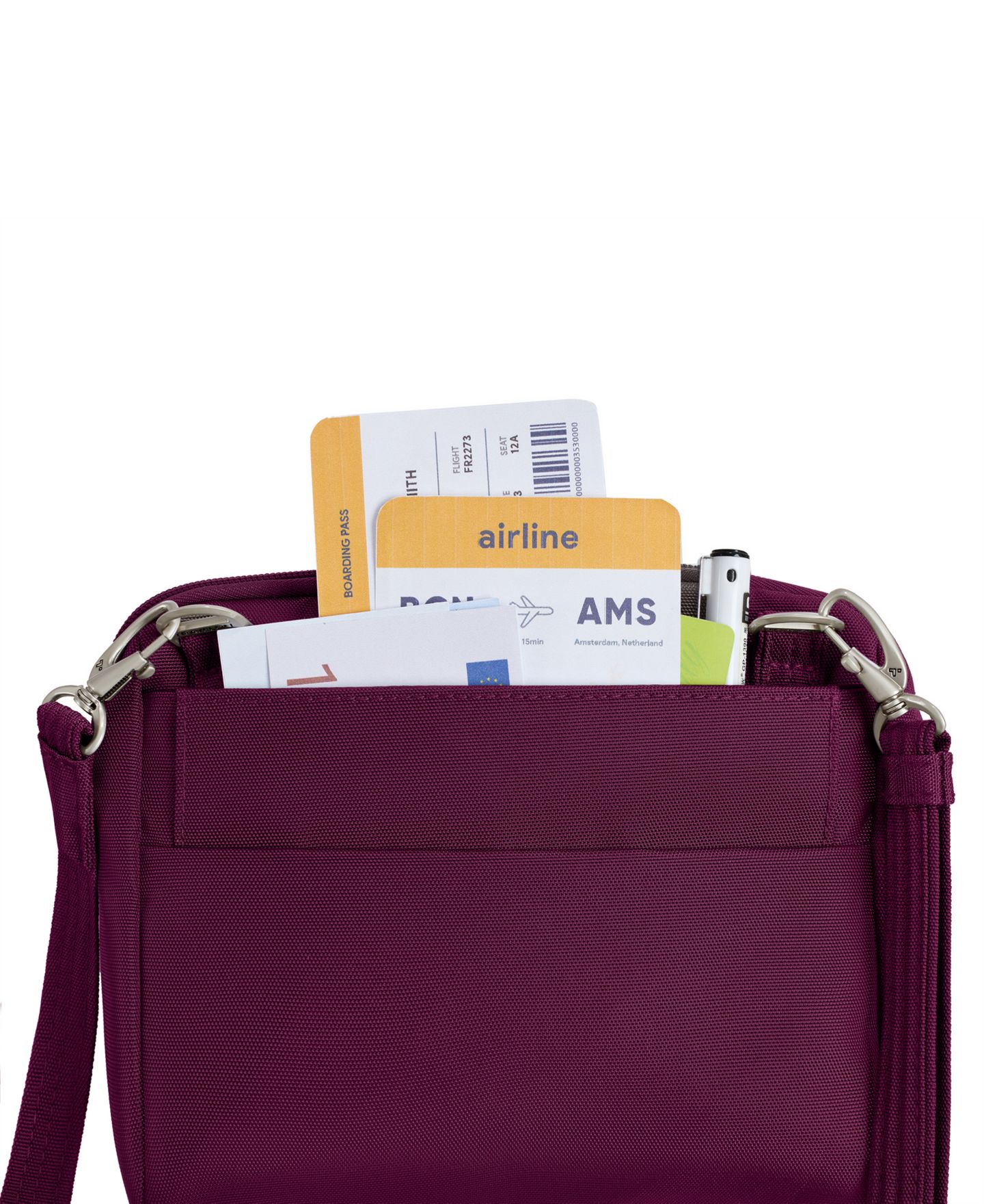 Сумка Travelon Anti-Theft Classic Convertible 8" Crossbody and Waist Pack, цвет: Бордовый — фото 13