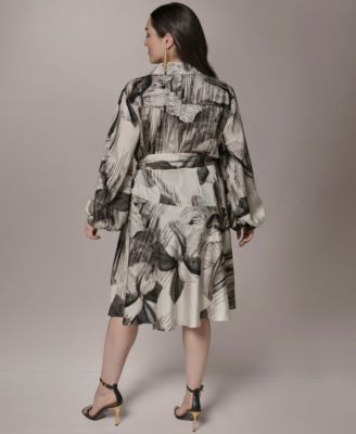 Plus Size Balloon-Sleeve Shirt Dress