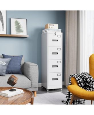 Heavy Duty Steel File Cabinet with 4 Lockable Drawers – Vertical Organizer for A4/Letter/Legal Documents – Independent Locks