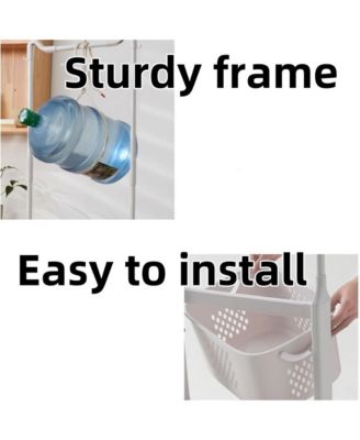 2-Tier Laundry Hamper Sorter, Rolling Laundry Baskets with Wheels, Removable, Stackable Laundry Cart with Hanging Bar for Small Space, Dorm