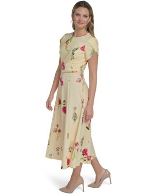 Petite Jewel Neck Novelty Short-Sleeve Dress