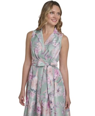 Petite Sleeveless V-Neck Wrap Shirt Dress