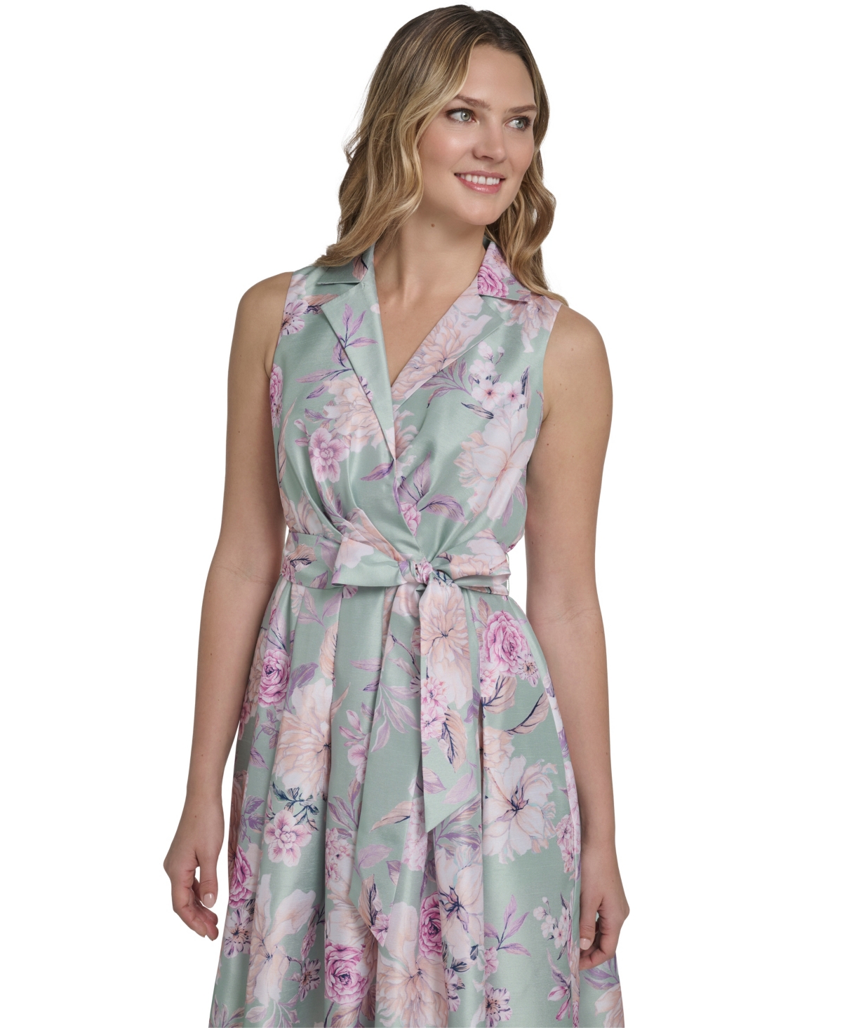 Jessica Howard Petite Sleeveless V-Neck Wrap Shirt Dress