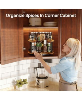 YIGII Adjustable Spice Rack for Cabinet,Sturdy Wood & Metal, Easy Assembly