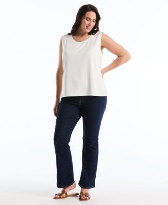 Plus Size Ottoman Knit Sleeveless Crewneck Top