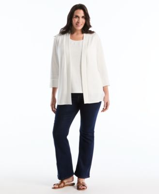 Plus Size Ottoman Open Front Knit Cardigan Sweater