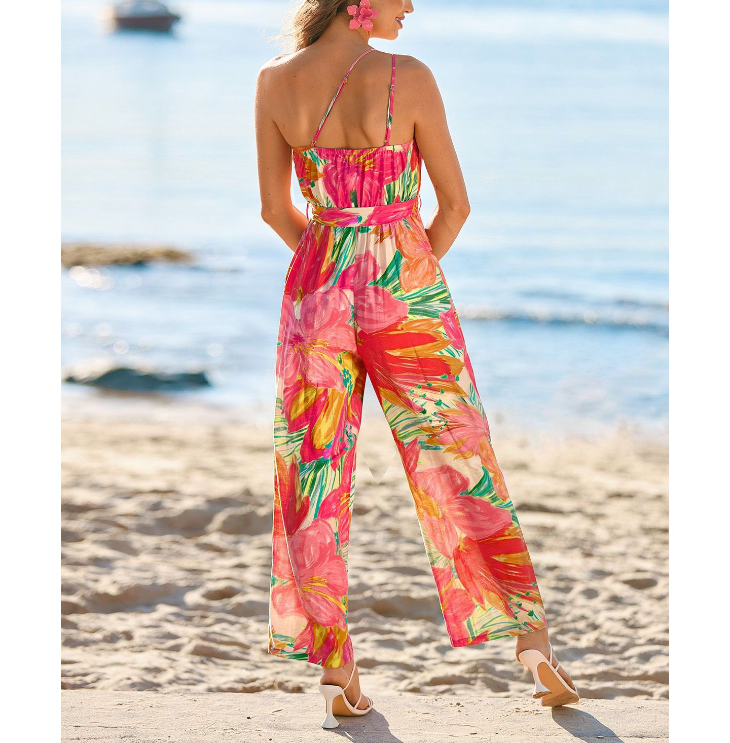 Женский комбинезон Cupshe Vines Tropical Jumpsuit, цвет: Средний оранжевый — фото 3