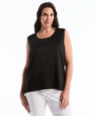 Plus Size Ottoman Knit Sleeveless Crewneck Top