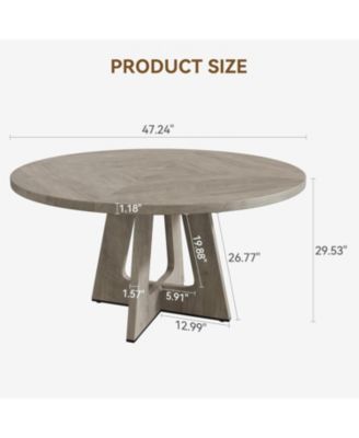 47" Round Dining Table Set for 4 to 6, Farmhouse Kitchen Table with Wooden Top and Pedestal Base, Circle Dinner Table