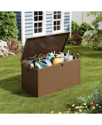 Premium Pro Edition 150 Gallon Lockable Resin DeckBox,Waterproof&UV-Resistant Outdoor Storage Box with Lockable Lid for Outdoor Cushion Storage