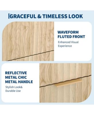 Fluted Night Stand with 3 Drawers, Modern Wood Chest of Bedside Table