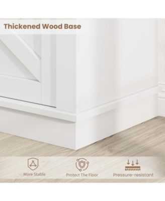 Farmhouse TV Stand for 70/75 in TVs, 65 in Long Entertainment Center w/ 2 Door &Open Storage Shelf, Rustic Fluted Television Consoles Stands