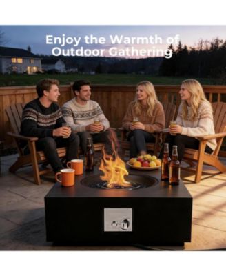 28" Square Propane Fire Pit Table, 40,000 BTU with Cover