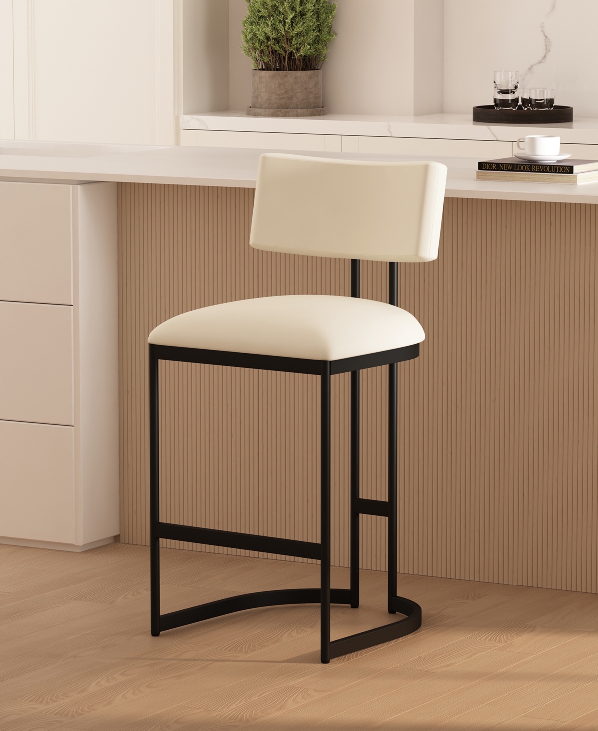 Juno 38.2" Faux Leather Upholstered Counter Stool