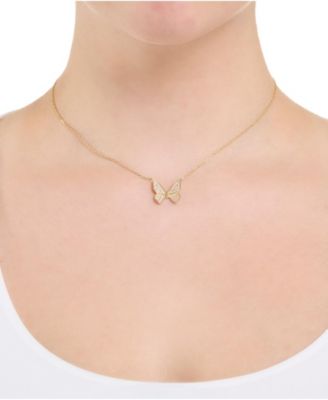 Cubic Zirconia 14k Gold Over Sterling Silver Butterfly Necklace