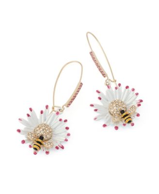 Faux Stone Betsey's Bouquet Flower Bee Drop Earrings
