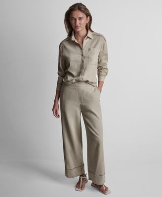 Petite Linen-Blend Long-Sleeve Button-Front Shirt