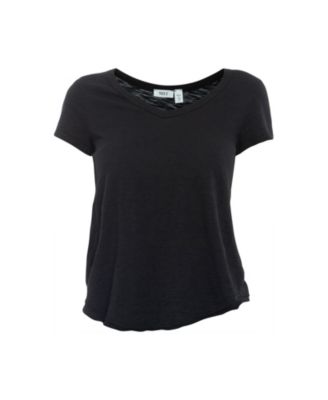 Women's Short Sleeve Shrunken V-Neck Shirttail Tee