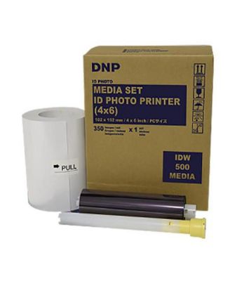4x6" Paper and Ink Roll Media Set for IDW500 ID Photo Printer, 350 Prints (2-Pack)